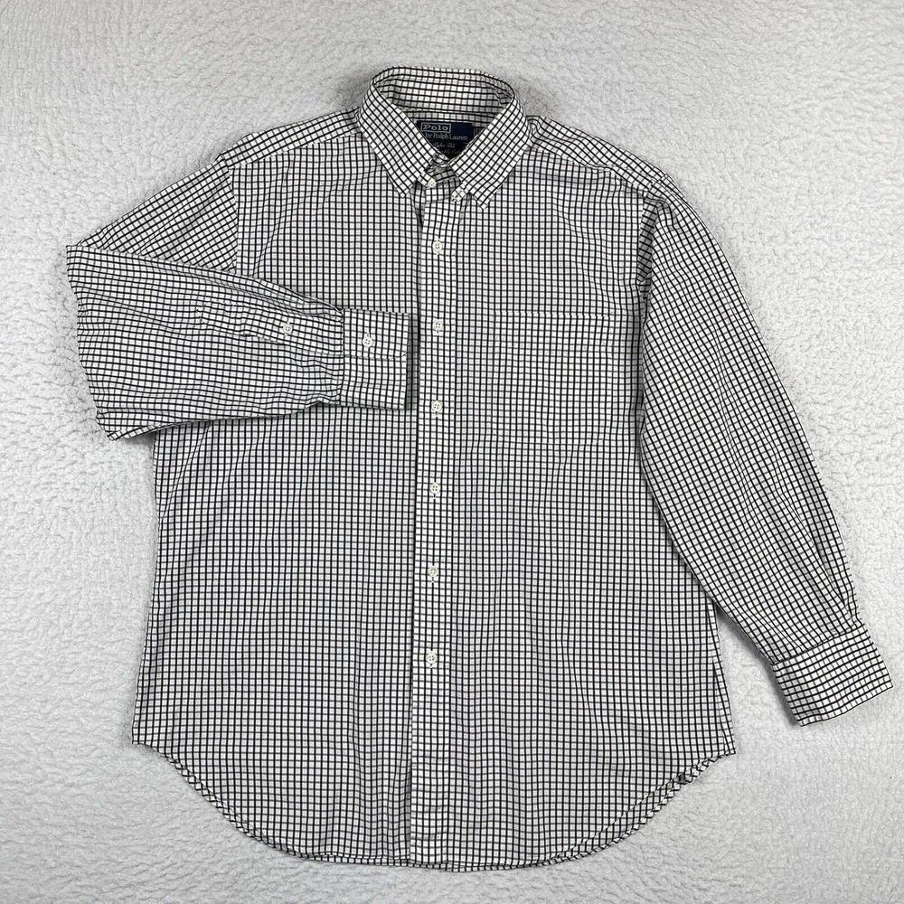 Polo Ralph Lauren Tyler Tab Shirt Mens 16-32 Black White Grid Check Button Down